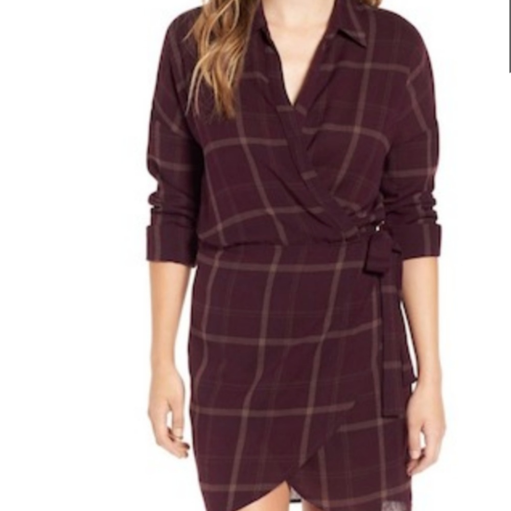 ASTR the Label 'Rue' Plaid Wrap Front Dress